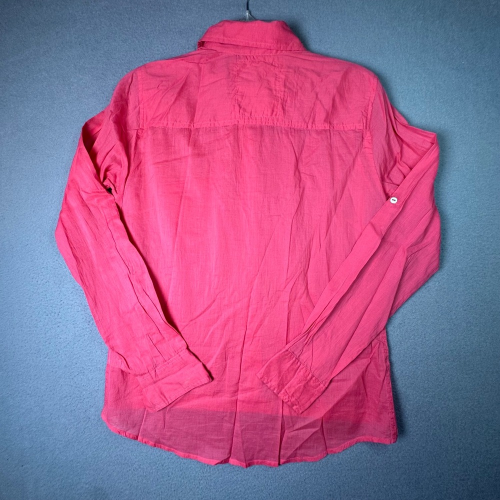 Shirts by Cine Cotton Button Down Shirt Roll Tab Sleeve Small Coral Pink Office - Picture 7 of 10